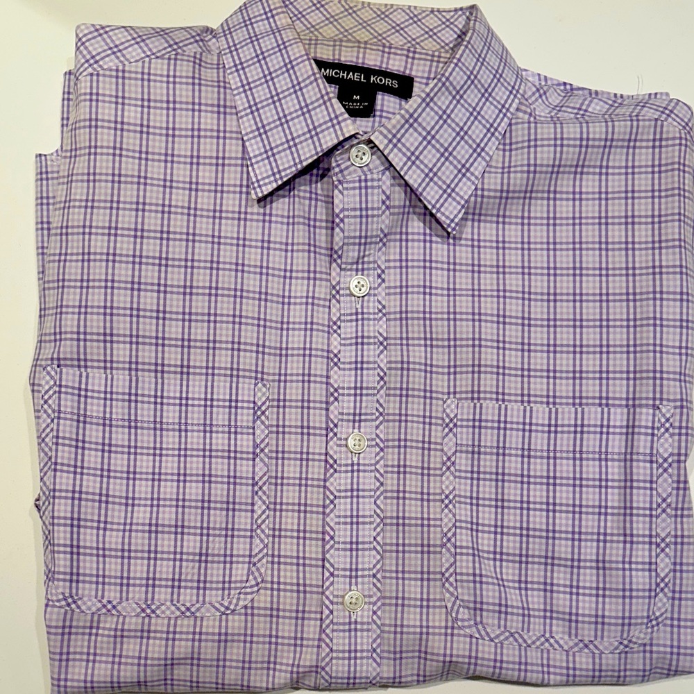 Michael Kors Men's Lavender Plaid Shirt
